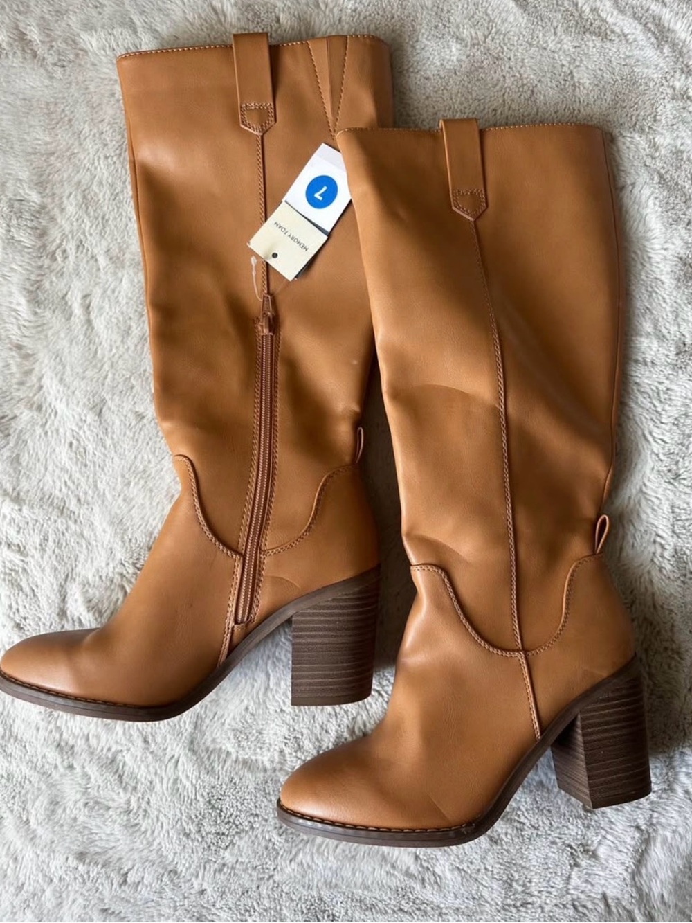 Universal Thread Tan Block Heel Knee Boots